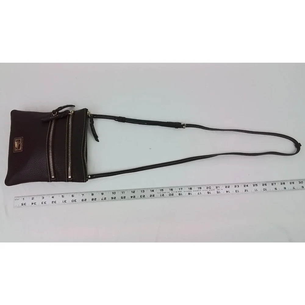 Dooney & Bourke Crossbody Leather Bag Brown + Gold Triple Zip Vintage #J3584